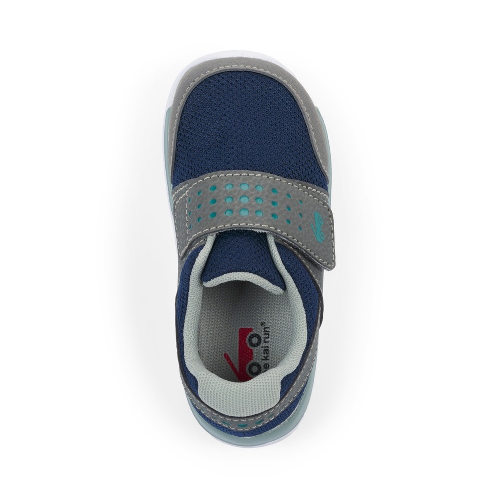 SEE KAI RUN Ryder FlexiRun Blue & Grey Toddler Kids Sneakers Velcro Tennis Shoes - Picture 4 of 16